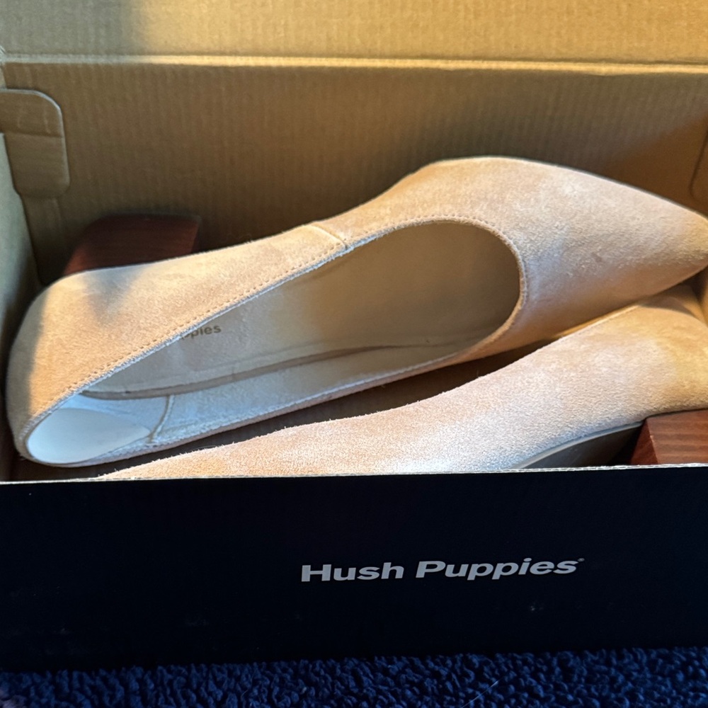 Hush Puppies Women's Beige Suede Heels